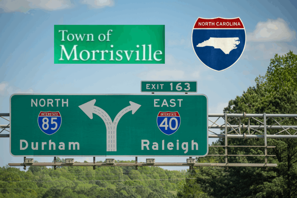 Town of Morrisville. Exit 163 between Durham and Raleigh
